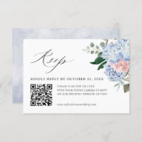 Dusty Blue Pastel Pink hydrangea Floral Mariage QR