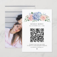 Dusty Blue Pastel Pink hydrangeas Mariage QR Code