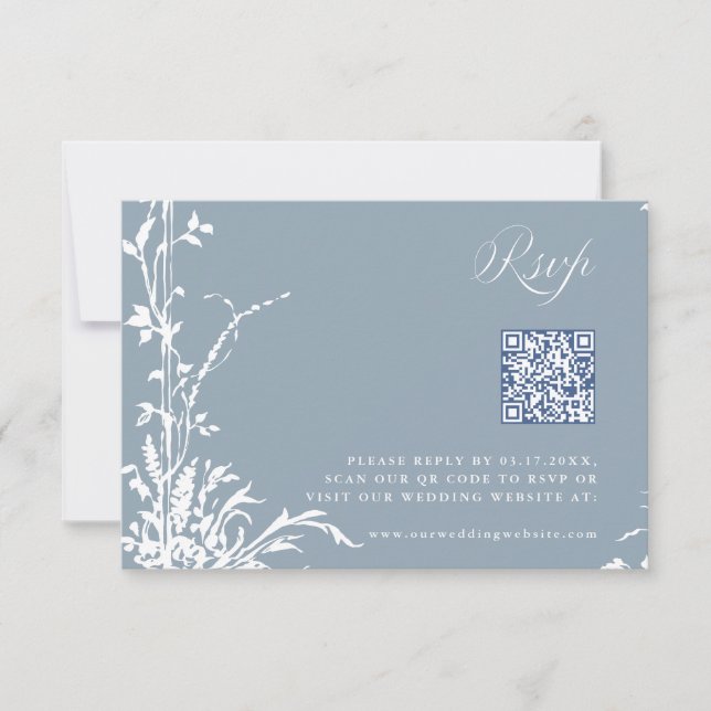Cartons Réponse Dusty Blue Romantic Botanical Arch Garden Wedding (Devant)