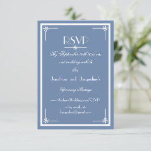 Cartons Réponse Dusty Blue script site internet email Mariage cart