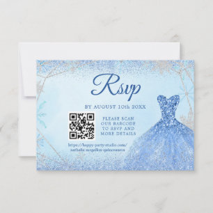 Cartons Réponse Dusty Blue Snowflake Noël Quinceañera 15e QR