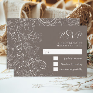 Cartons Réponse Dusty Brown élégant Mariage floral