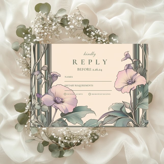 Cartons Réponse Dusty Lavender Frame mariage (Créateur téléchargé)