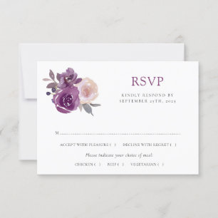 Cartons Réponse Dusty Mauve Purple Blush Floral Mariage