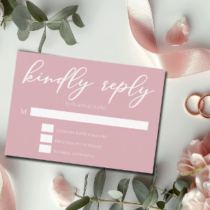 Cartons Réponse Dusty Rose rose femme Mariage de typographie