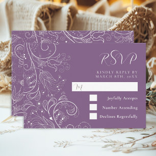 Cartons Réponse Dusty violet élégant Mariage floral