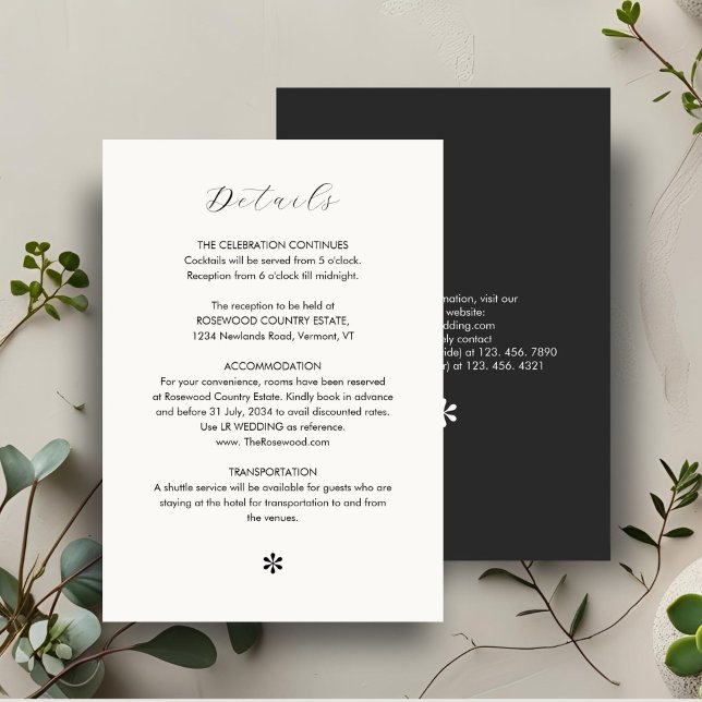 Cartons Réponse Ébène et ivoire | Détails du Mariage de code QR ch (Créateur téléchargé)