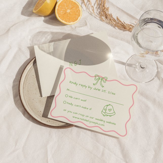 Cartons Réponse Écrit à la main dessiné Rétro Funky Mariage modern (Créateur téléchargé)