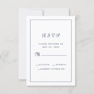 Cartons Réponse Écriture Élégante Classique Enclosure Mariage Bleu