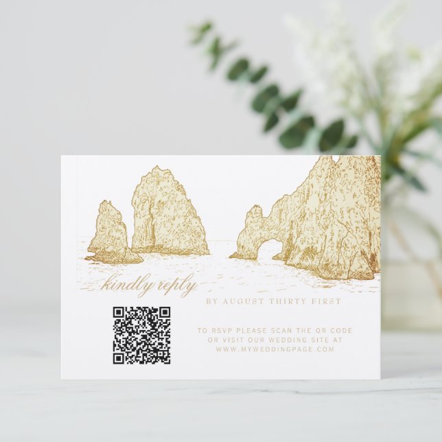 Cartons Réponse El Arco Cabo San Lucas Kindly Reply QR Code (Debout devant)