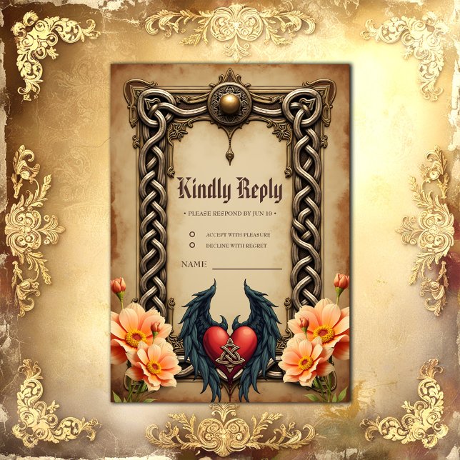 Cartons Réponse Elégance celtique avec coeur et ailes. (Créateur téléchargé)