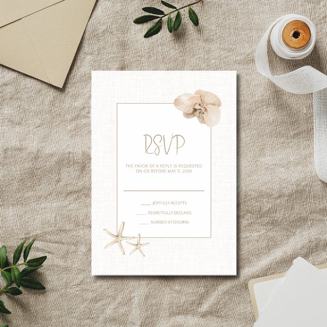 Cartons Réponse Élégance Côtière Mariage au Bord de Mer (Coastal Elegance Seaside Wedding RSVP Card)