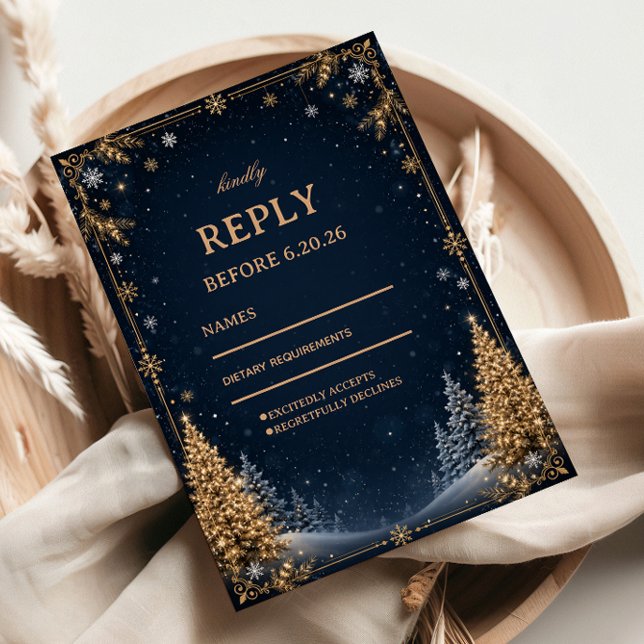 Cartons Réponse Élégance de la forêt dorée de l'hiver minuit (Créateur téléchargé)