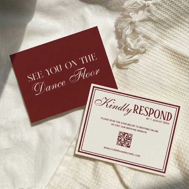Cartons Réponse Élégance de l'argent ancien Mariage Code QR Bourgo (Créateur téléchargé)