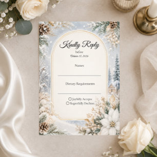 Cartons Réponse Élégance de Mariage Féerique en Hiver