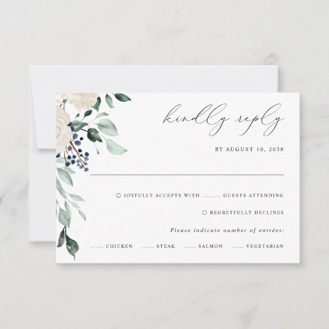 Cartons Réponse Élégance de verdure émeraude pour mariage (Devant)