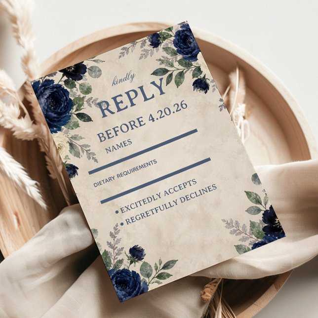 Cartons Réponse Élégance Florale Marine (Créateur téléchargé)