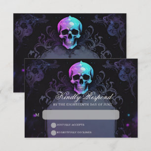 Cartons Réponse Élégance gothique Boho pourpre crâne Mariage flora