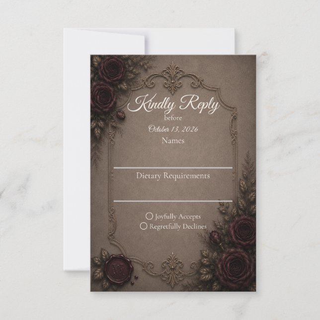 Cartons Réponse Élégance gothique de mariage  (Devant)