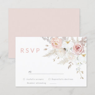 Cartons Réponse Elégance magnifique : Blush & White Floral Mariage