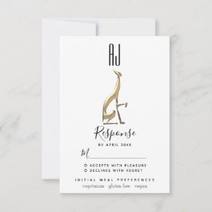 Cartons Réponse Élégance minimaliste en feuille d'or pour mariage 