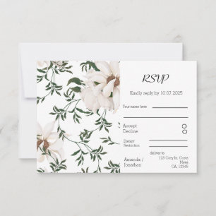 Cartons Réponse Elégance moderne Aquarelle Roses blanches Mariage