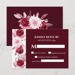Cartons Réponse Elégant Aquarelle Fleurs Mariage Bourgogne