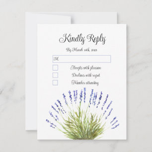 Cartons Réponse Élégant Aquarelle Lavande Herbes Floral Mariage R