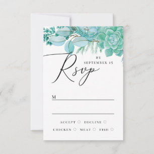 Cartons Réponse Élégant aquarelle mariage floral succulents menthe