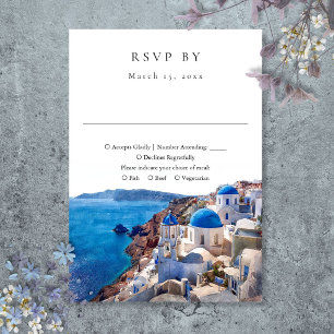 Cartons Réponse Élégant aquarelle mariage Santorin Grèce