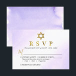 Cartons Réponse Elégant Aquarelle Pastel Purple Gold Bat mitzvah<br><div class="desc">Elégante Aquarelle Pastel Purple Gold Bat mitzvah carte RSVP</div>