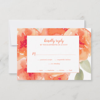 Cartons Réponse Elégant Aquarelle Pêche pivoines Floral Mariage