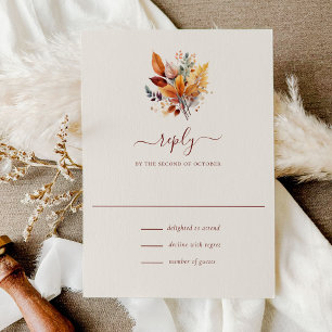 Cartons Réponse Élégant automne Feuilles Mariage automne
