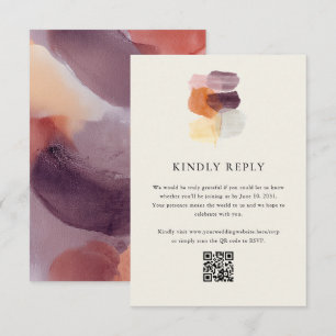 Cartons Réponse Élégant automne laisse QR Code Mariage en ligne