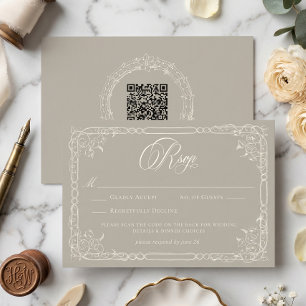 Cartons Réponse Élégant Baroque Vintage Neutre Mariage Ivoire Tan