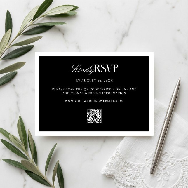 Cartons Réponse Elegant Black and White Wedding (Créateur téléchargé)
