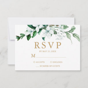 Cartons Réponse Elégant blanc Aquarelle Floral Mariage