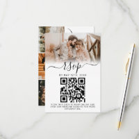 Élégant blanc Photo Monogramme Mariage QR Code