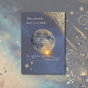 Cartons Réponse élégant bleu céleste galaxie ciel mariage