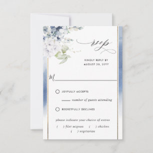 Cartons Réponse Elégant bleu Dusty, Avec/Sortie Mariage des option