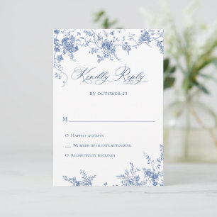 Cartons Réponse Elégant bleu Rose Garden Toile Mariage