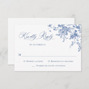 Cartons Réponse Elégant bleu Rose Garden Toile Mariage