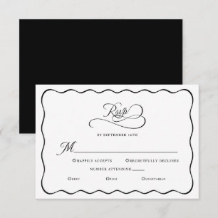 Cartons Réponse Élégant bloc de mariage Wavy Frame noir