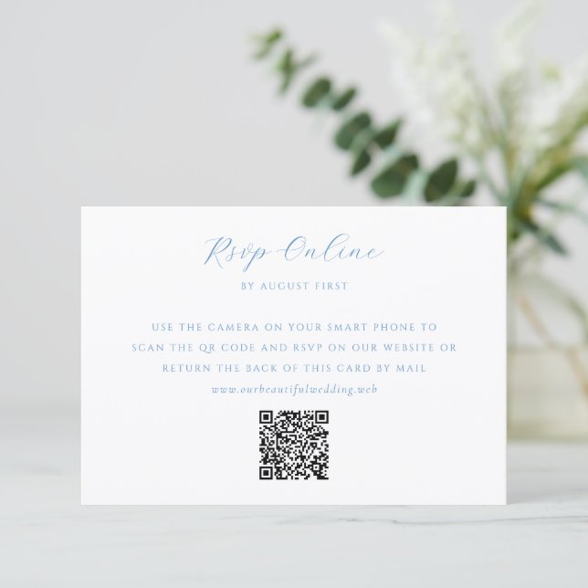 Cartons Réponse Elegant Blue and White Coastal Chic Wedding (Debout devant)
