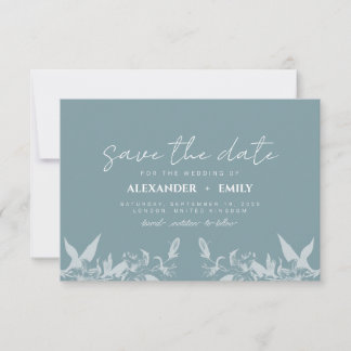 Cartons Réponse Elegant Blue Floral Wedding Save the Date Card