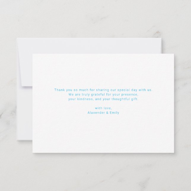 Cartons Réponse Elegant Blue Floral Wedding Thank You Card (Dos)