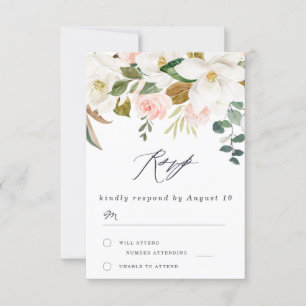 Cartons Réponse Élégant Blush & Florales Blanches Mariage moderne
