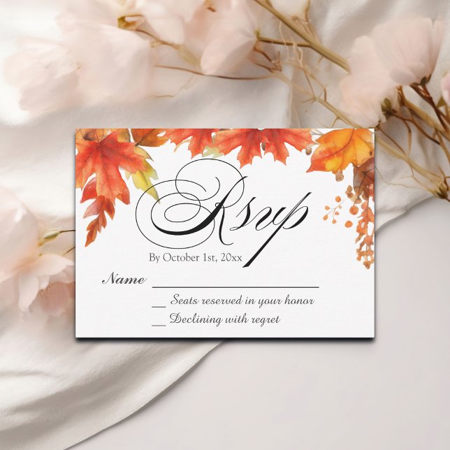 Cartons Réponse Elégant Boho Fall Floral Maple Feuilles Mariage RS (Créateur téléchargé)