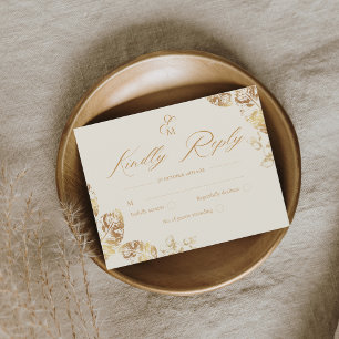 Cartons Réponse Elegant Boho Mariage d'automne d'or