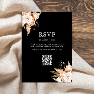 Cartons Réponse Élégant Boho noir Chic Floral Mariage de automne